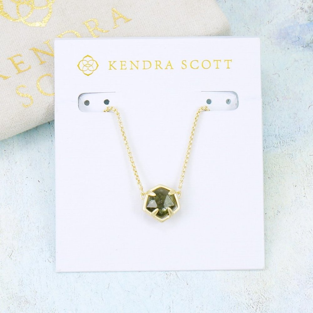 Kendra Scott Jaxon sage mica gold tone necklace